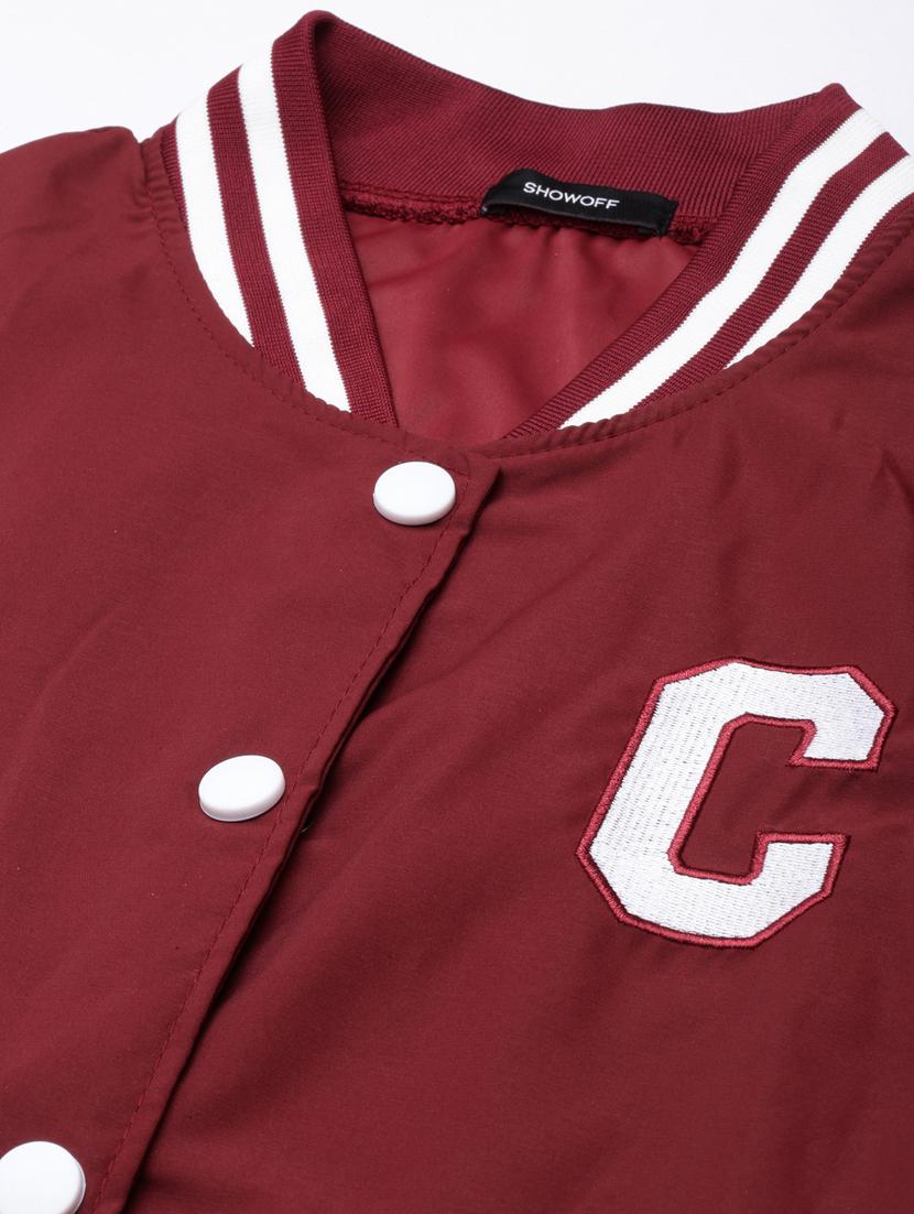 maroon nylon varsity jacket - 20917203 - Standard Image - 7