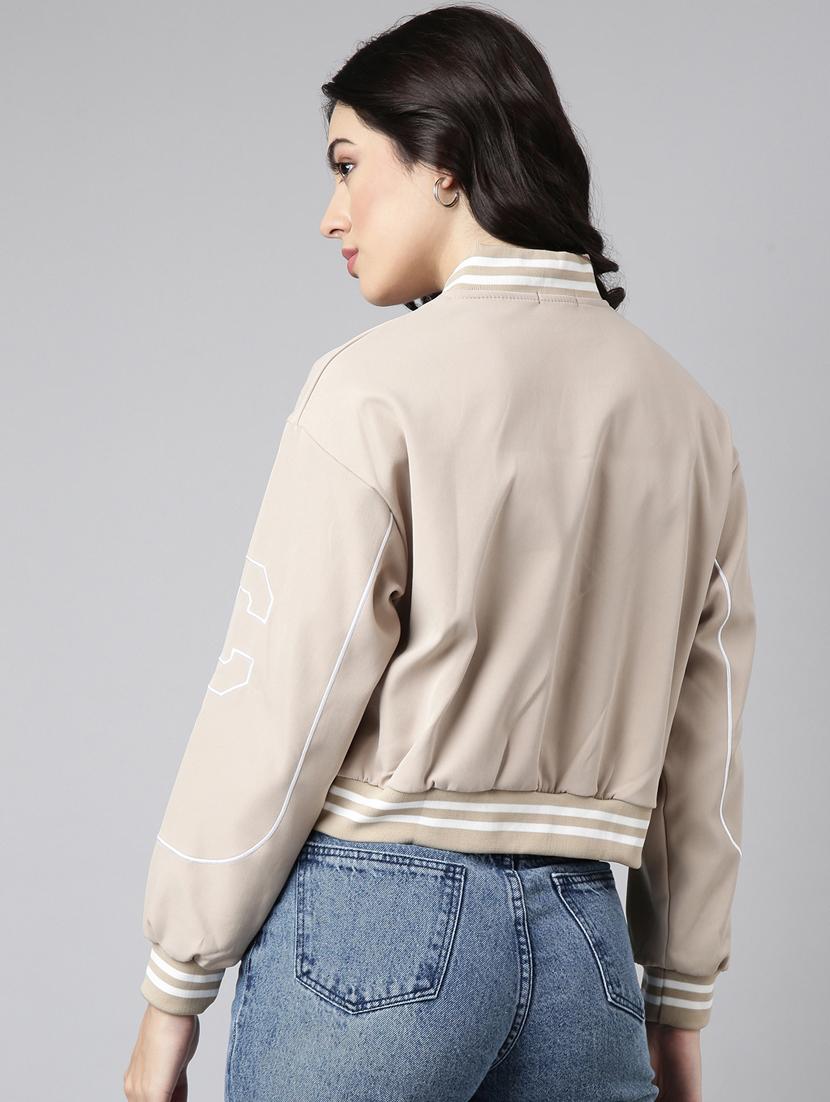 beige nylon varsity jacket - 20917219 - Standard Image - 2