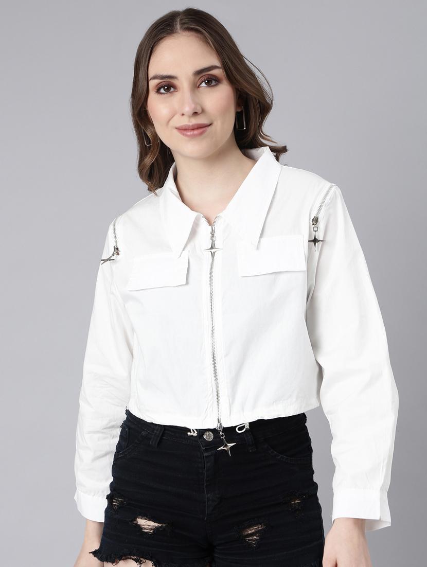white cotton blend regular jacket - 20917230 - Zoom Image - 0