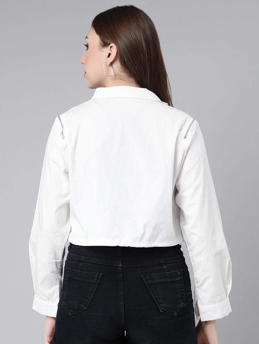 white cotton blend regular jacket - 20917230 - Standard Image - 2