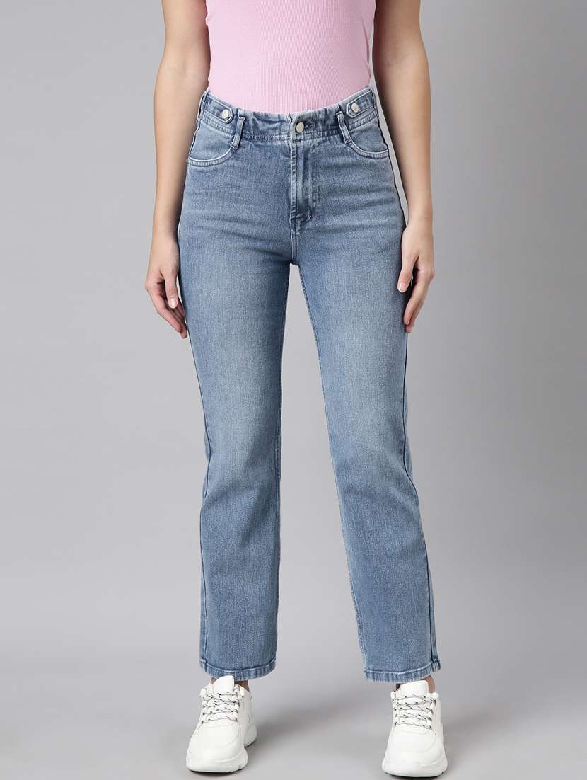 women plain mid rise bootcut jean 