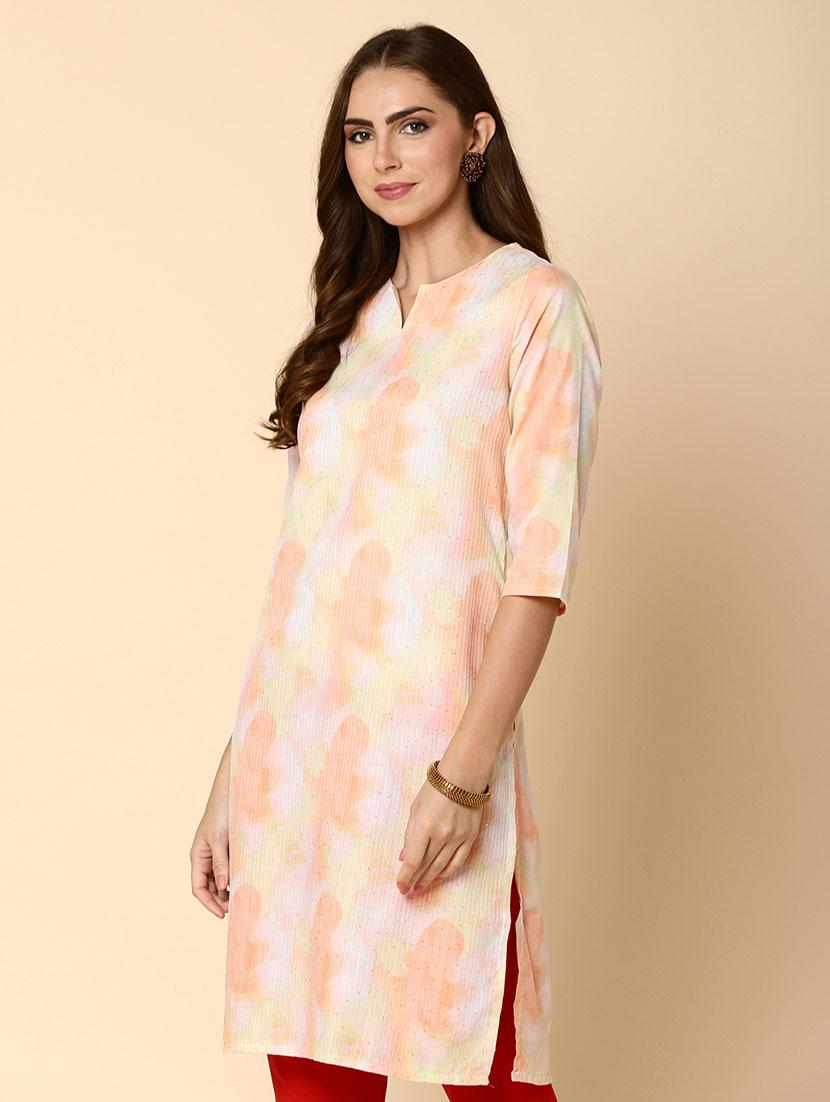 women multi color notch neck straight kurta - 20918649 - Standard Image - 2