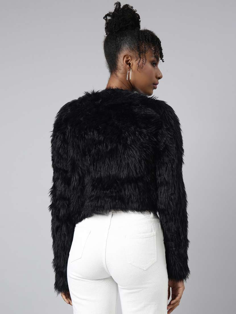 women solid long sleeves crop cardigan - 20925466 -  Standard Image - 2