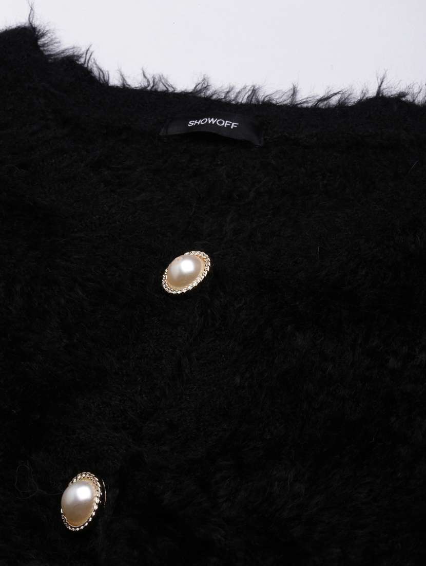 women solid long sleeves crop cardigan - 20925466 -  Standard Image - 7