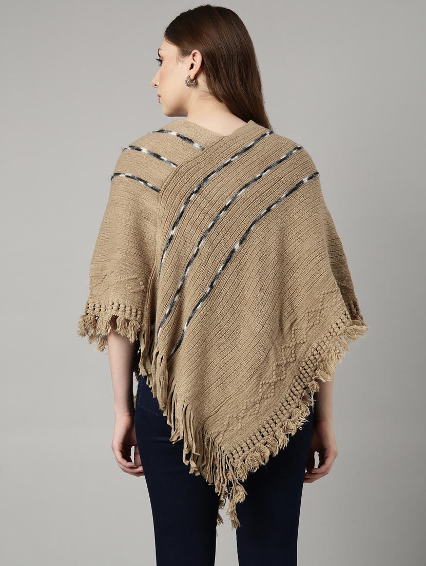 khaki acrylic poncho - 20926596 - Standard Image - 2