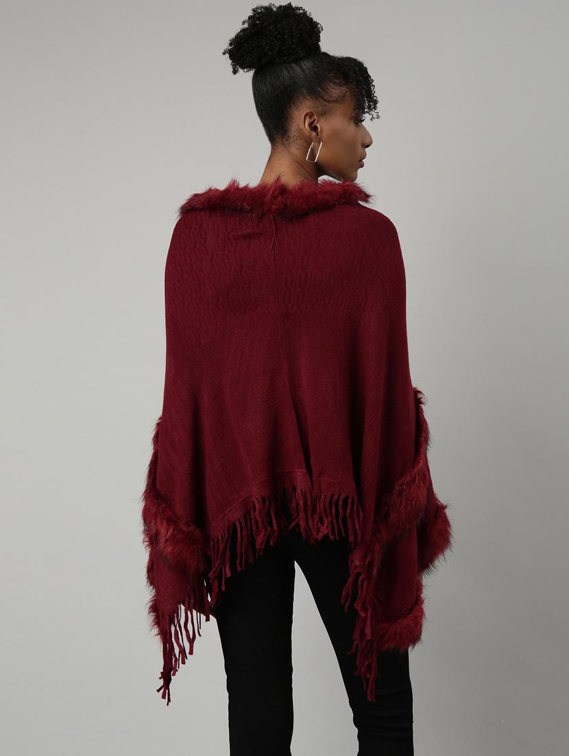 maroon acrylic poncho - 20926620 - Standard Image - 2