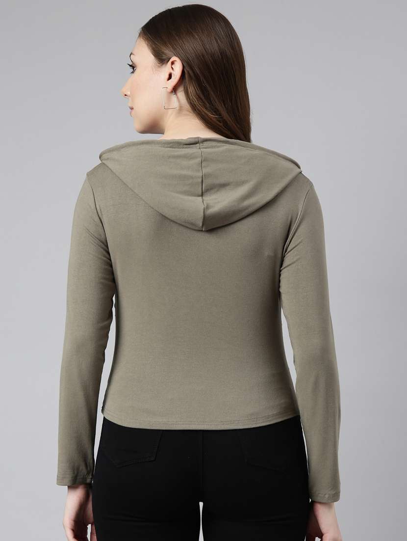 olive cotton blend plain sweatshirt - 20927782 -  Standard Image - 2