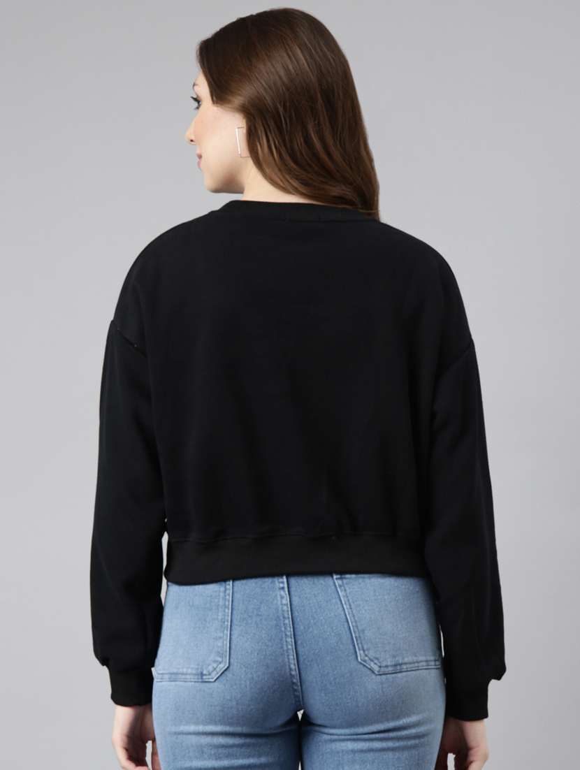 black cotton blend plain sweatshirt - 20927787 - Standard Image - 2