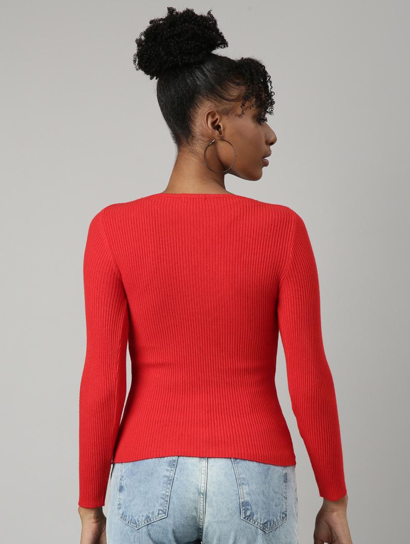 women red solid regular top - 20928687 - Standard Image - 2