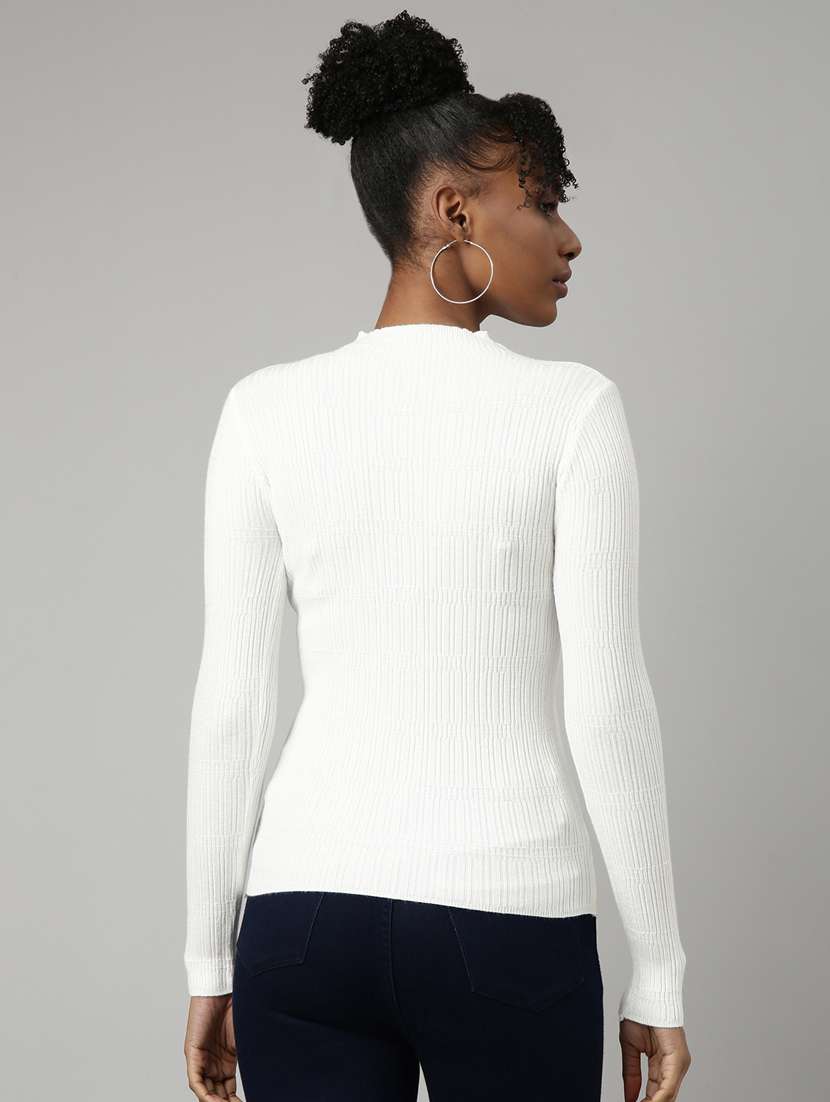 women off-white solid regular top - 20928689 - Standard Image - 2