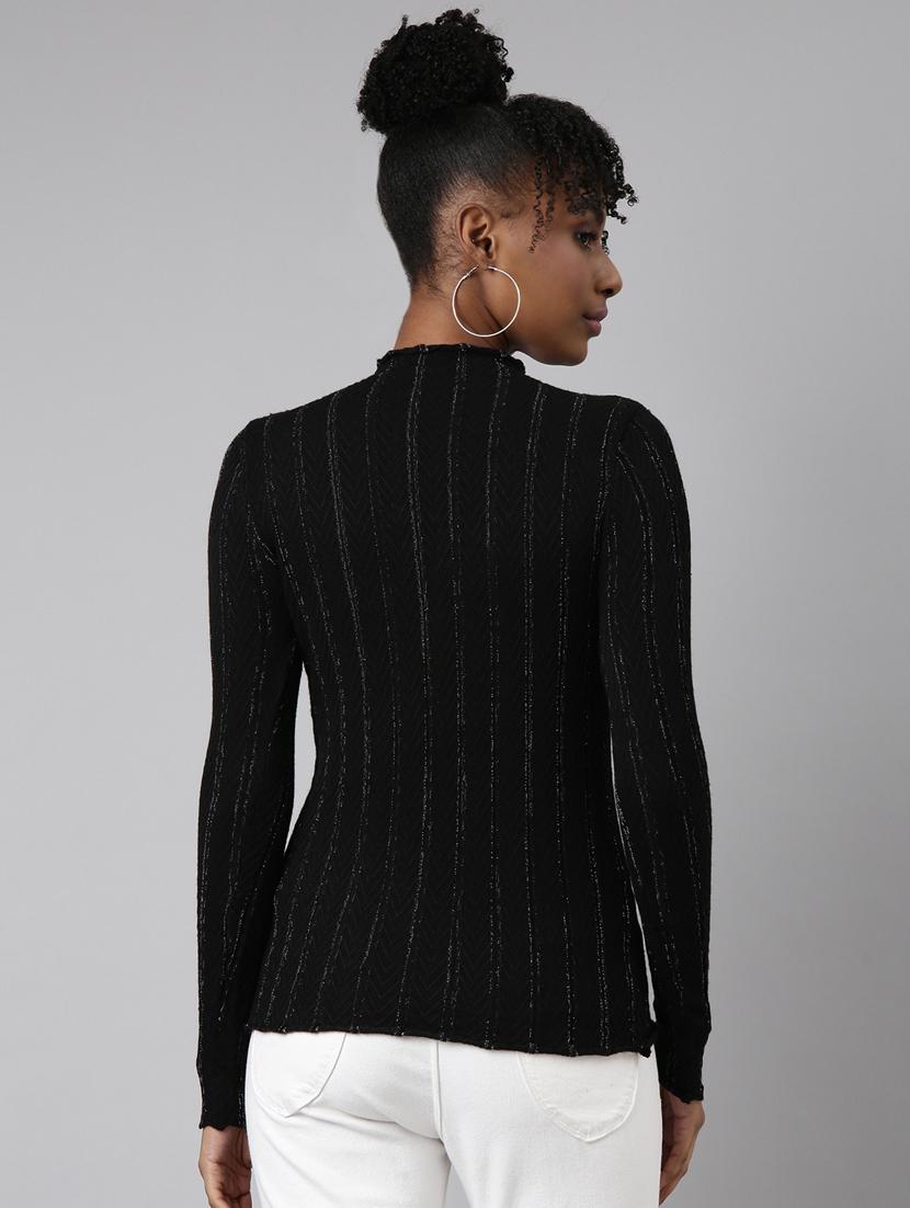 women's stripped turtle neck regular top - 20928700 - Standard Image - 2