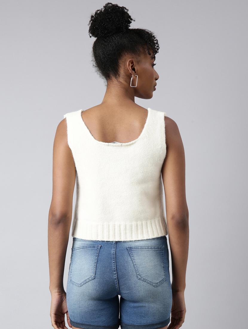 women solid sleeeveless casual top - 20928873 - Standard Image - 2