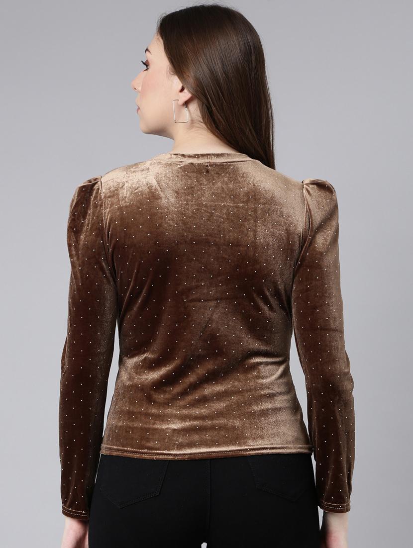 women self designed puff sleeves wrap top - 20928881 - Standard Image - 2