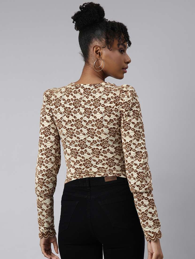 floral printed v-neck straight top - 20928883 -  Standard Image - 2