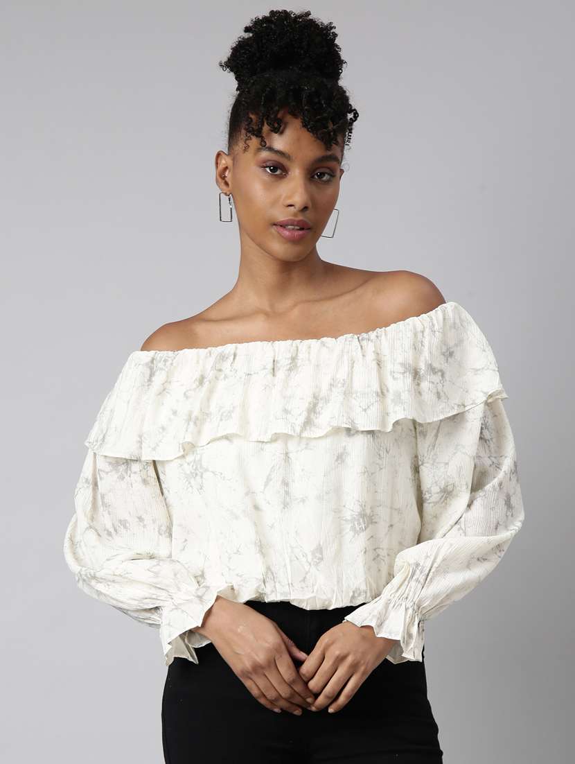 women abstract printed blouson top
