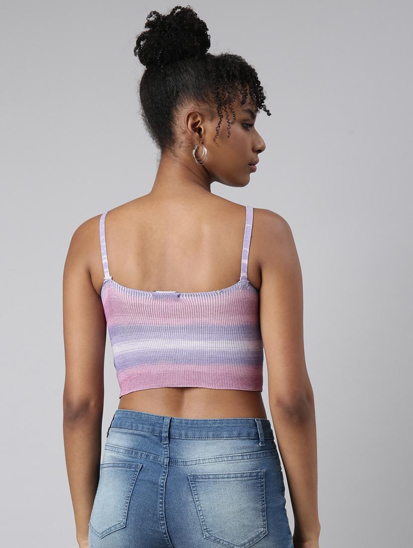 lavender tie & dye printed detailed crop top - 20928913 - Standard Image - 2