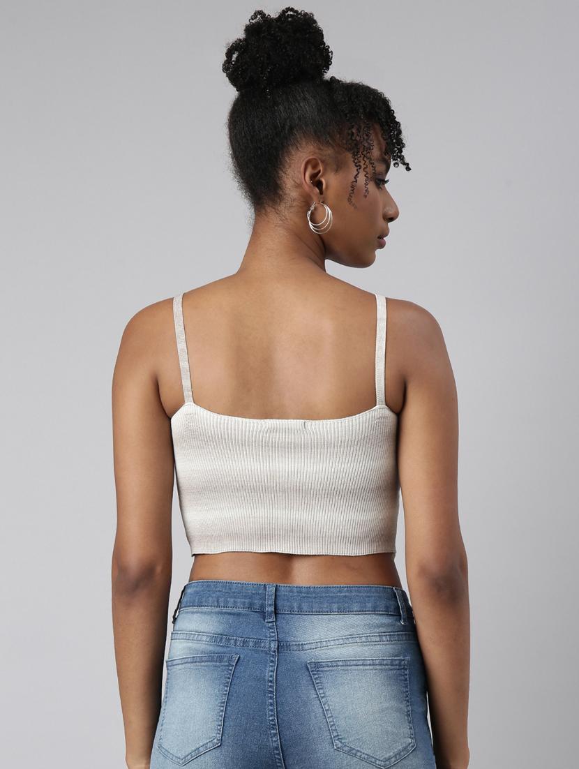 women striped shoulder strap crop top - 20928914 - Standard Image - 2