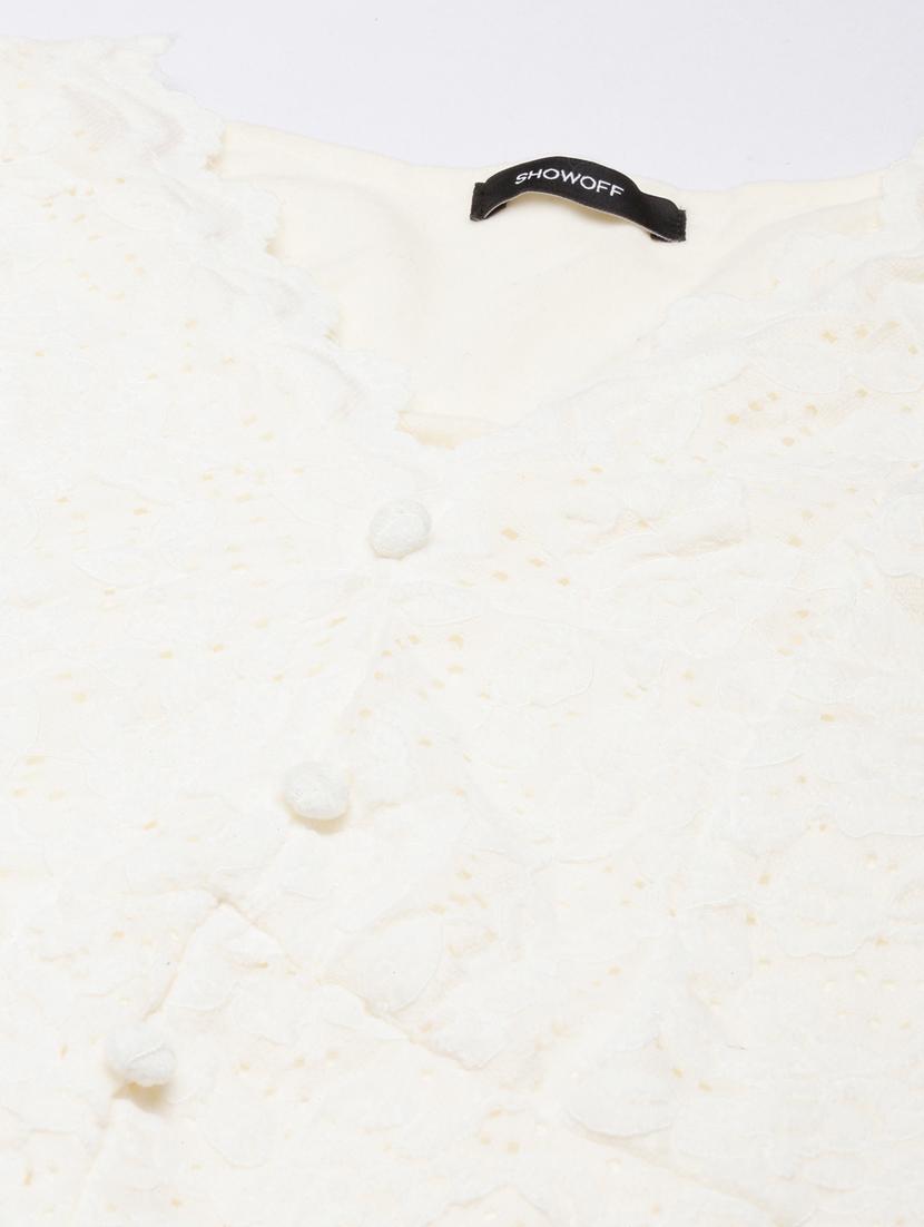 women v-neck self design top - 20928925 - Standard Image - 7