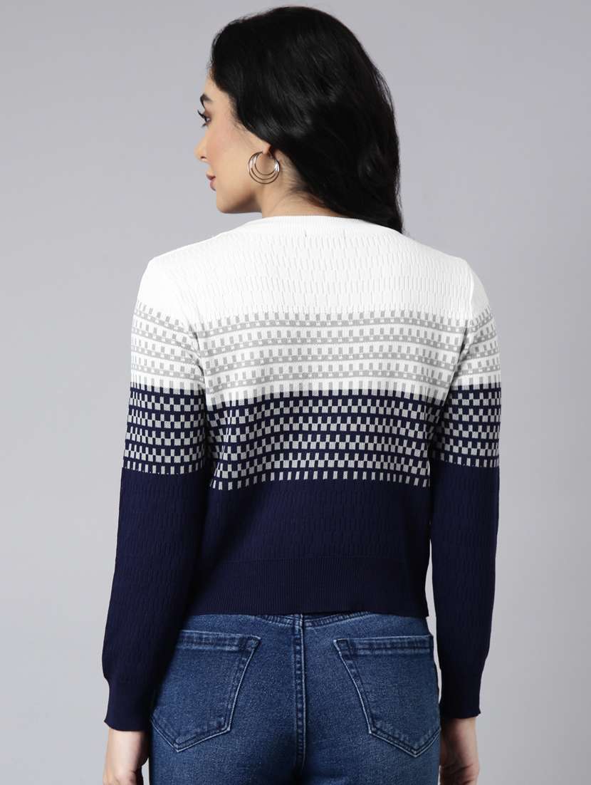 navy blue self design detailed top - 20928946 - Standard Image - 2