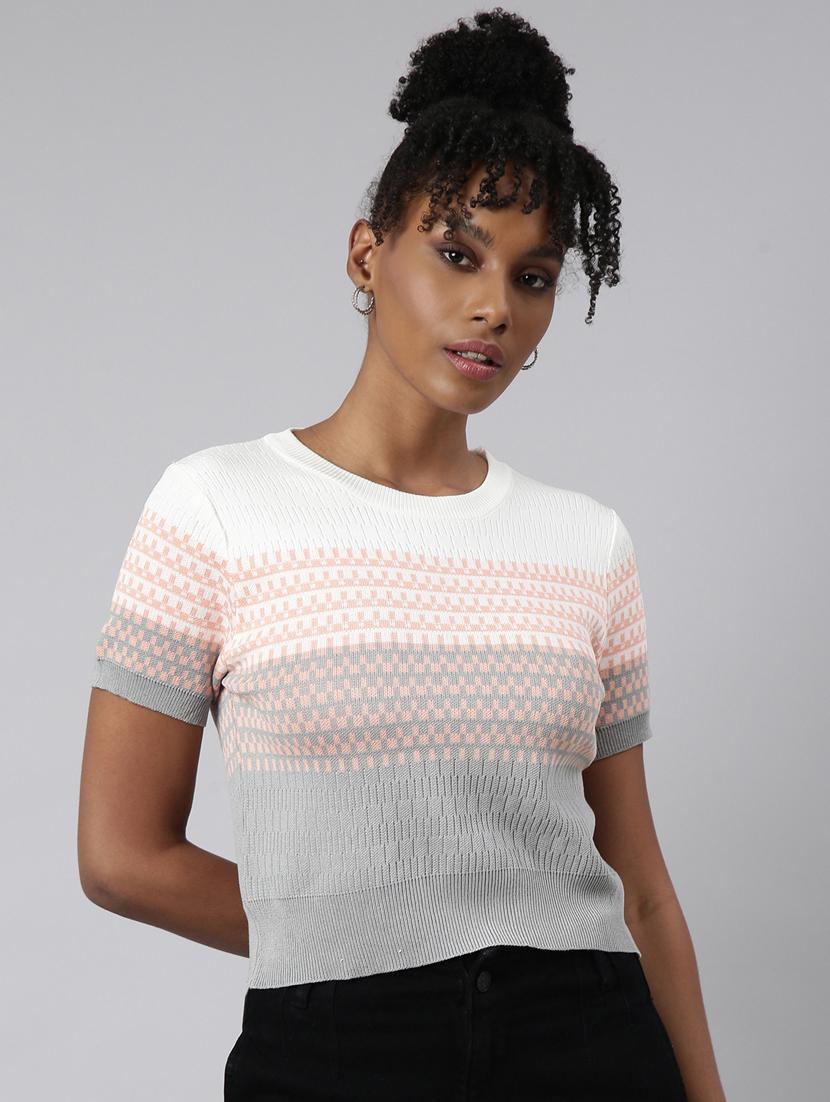 women printed round neck crop top - 20928948 -  Zoom Image - 0