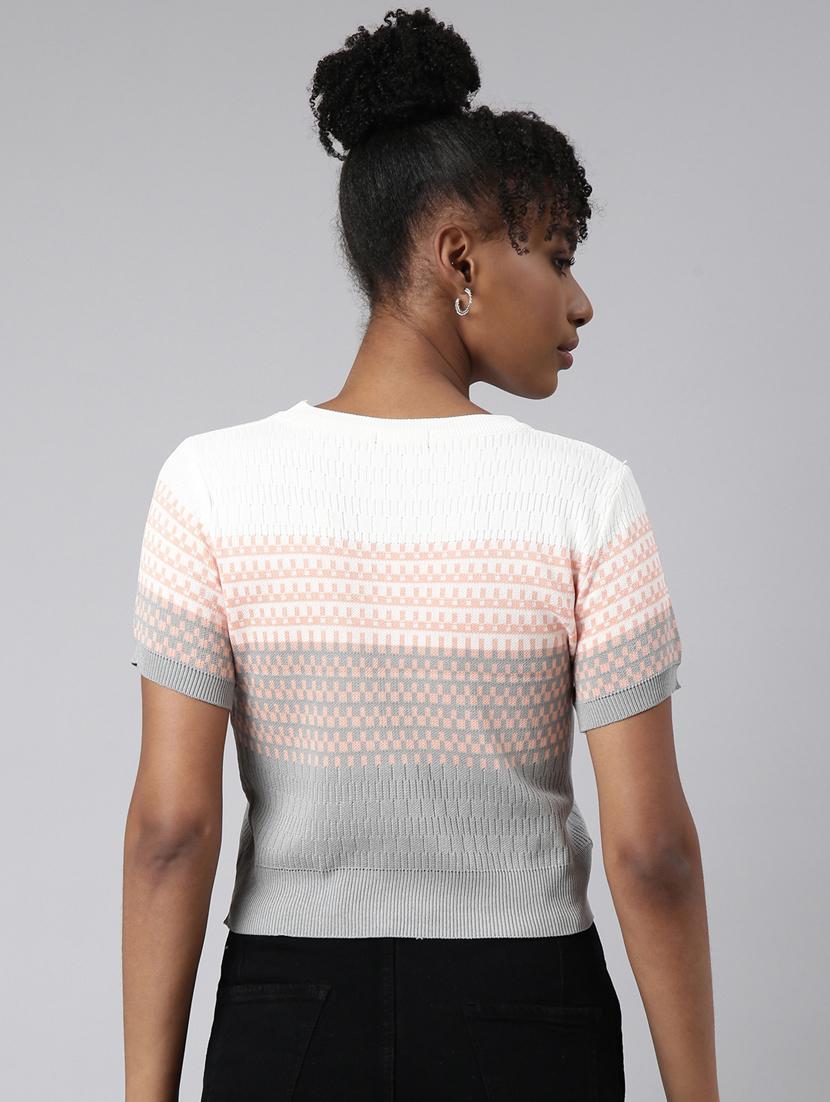 women printed round neck crop top - 20928948 - Standard Image - 2