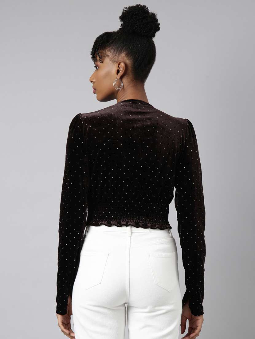 women polka doted puff sleeves top - 20928957 -  Standard Image - 2