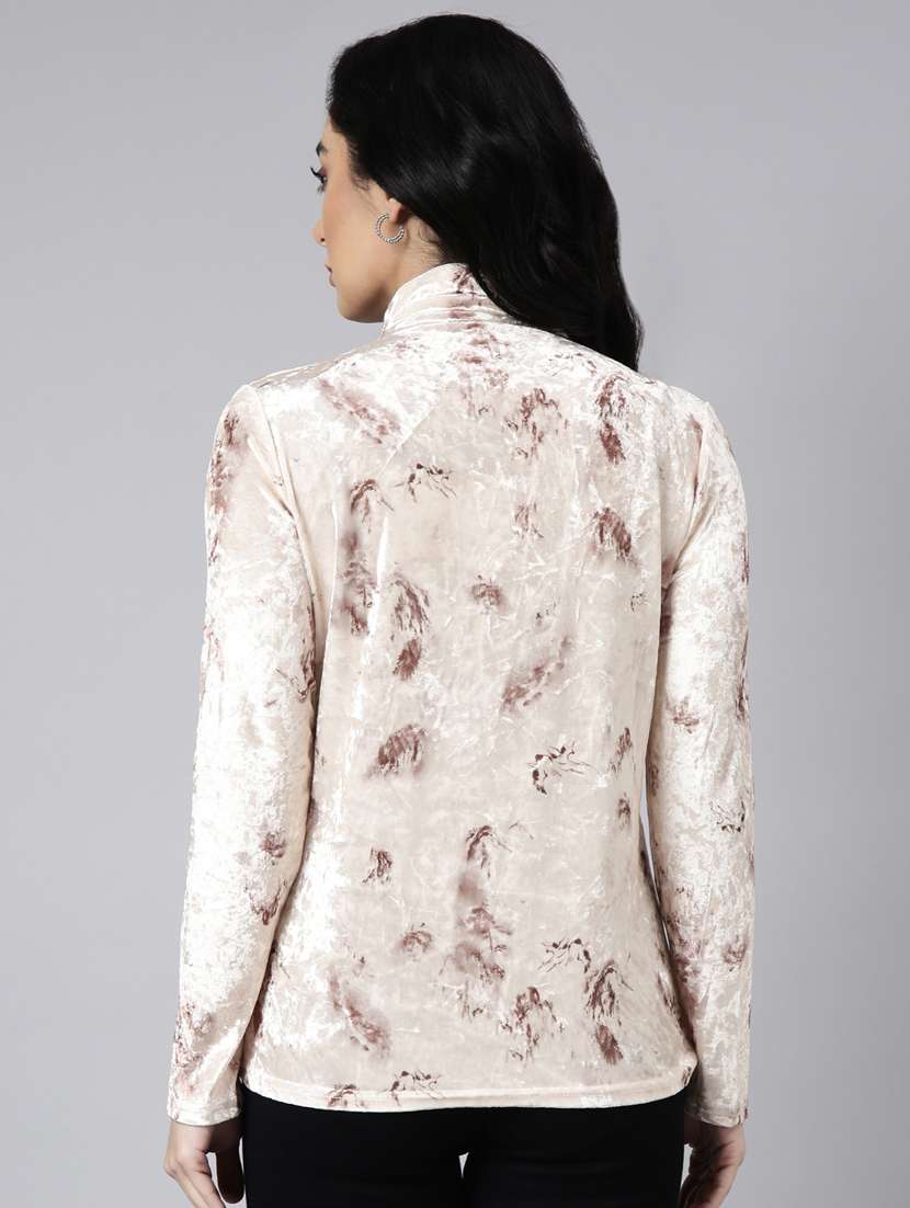 cream self design detailed regular top - 20928972 -  Standard Image - 2