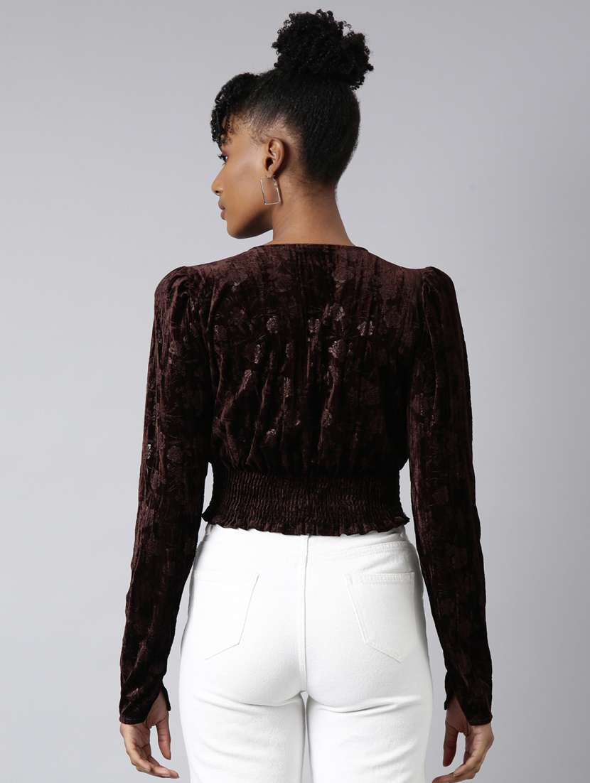 women self designed puff sleeves crop top - 20928976 -  Standard Image - 2