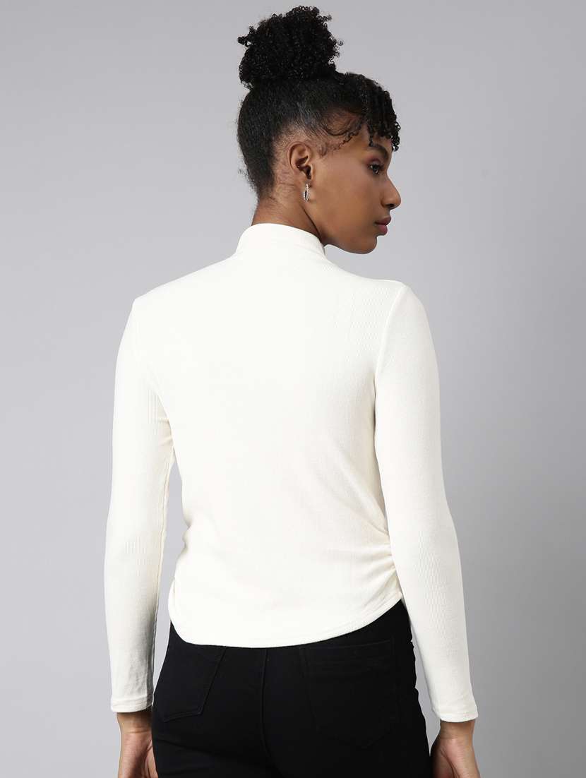 women solid mock neck long sleeves top - 20928986 -  Standard Image - 2