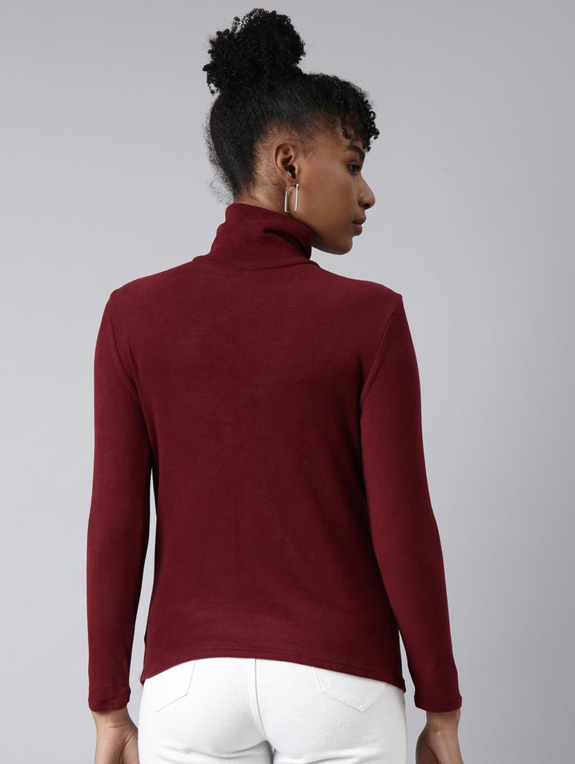 women solid high neck pullover - 20928994 - Standard Image - 2