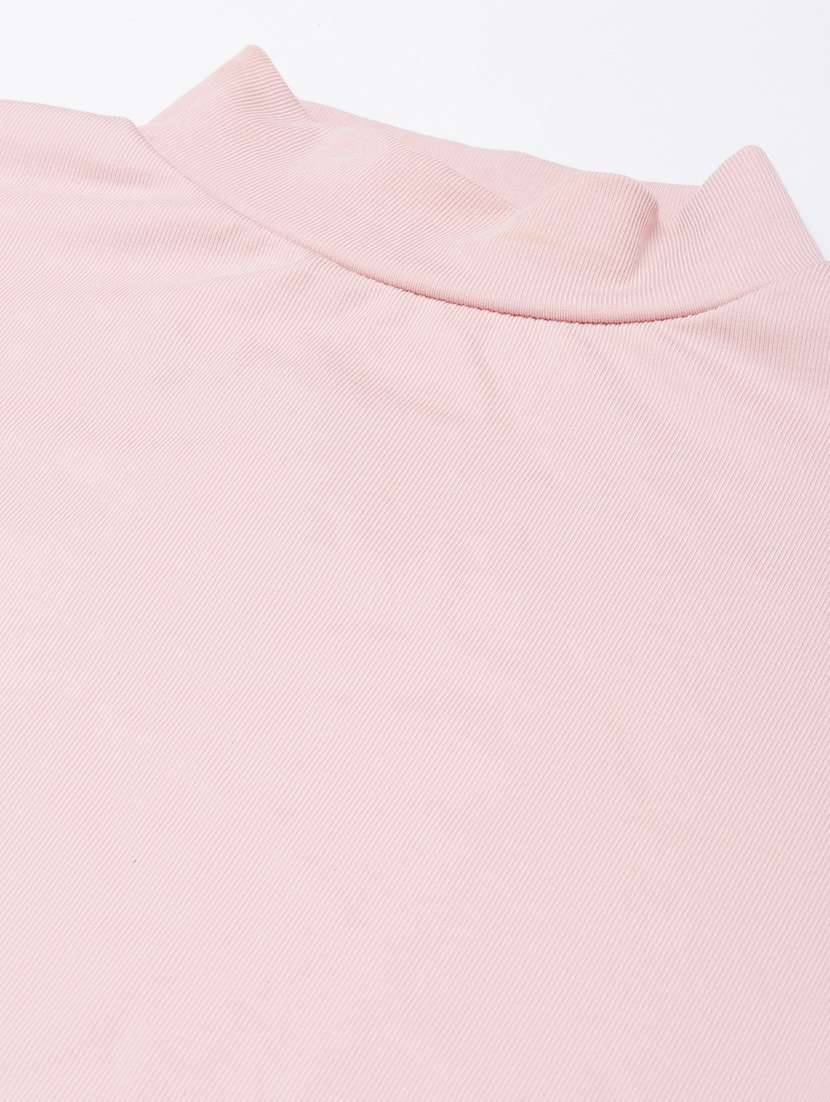 women solid mock neck elbow sleeves top - 20929012 -  Standard Image - 7