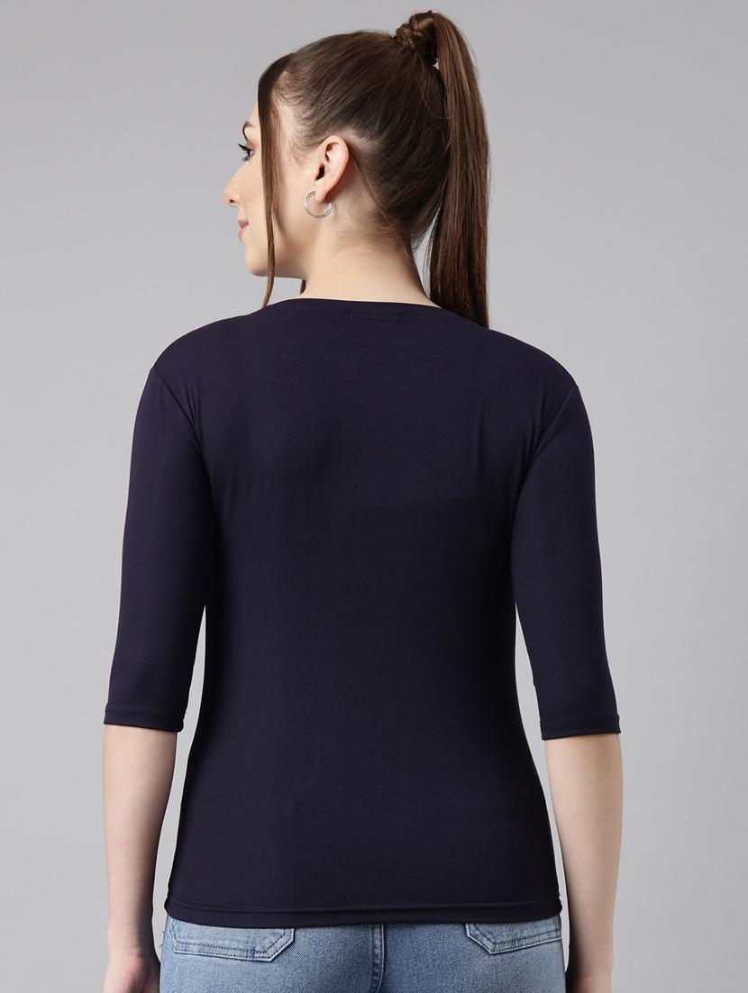 women solid round neck top - 20929023 - Standard Image - 2