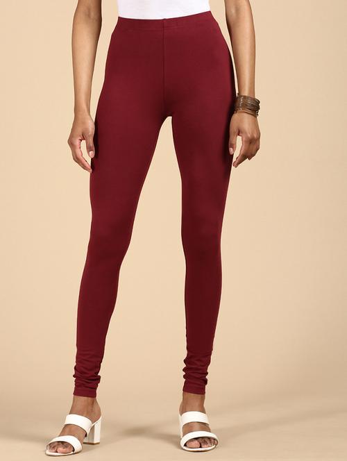 maroon solid cotton legging - 20929029 - Standard Image - 0