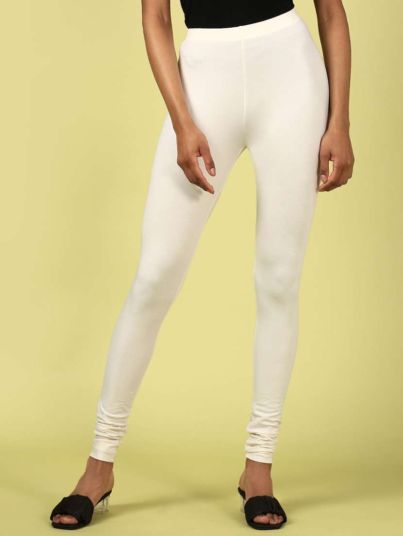 off white solid cotton legging
