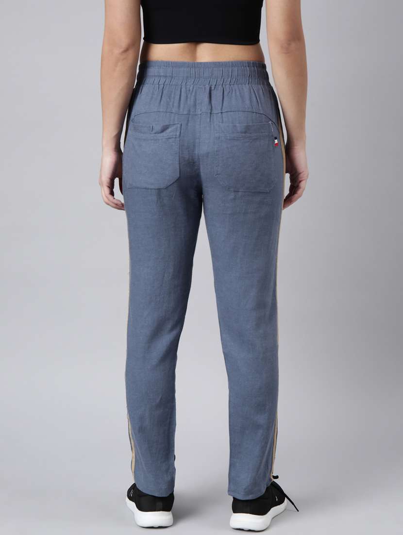 teal cotton blend track pant - 20929034 -  Standard Image - 2