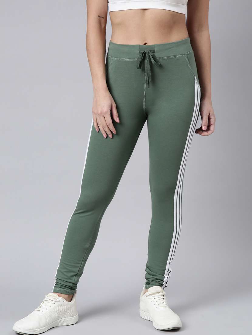 green cotton blend track pant