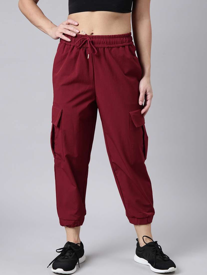 maroon nylon jogger track pant