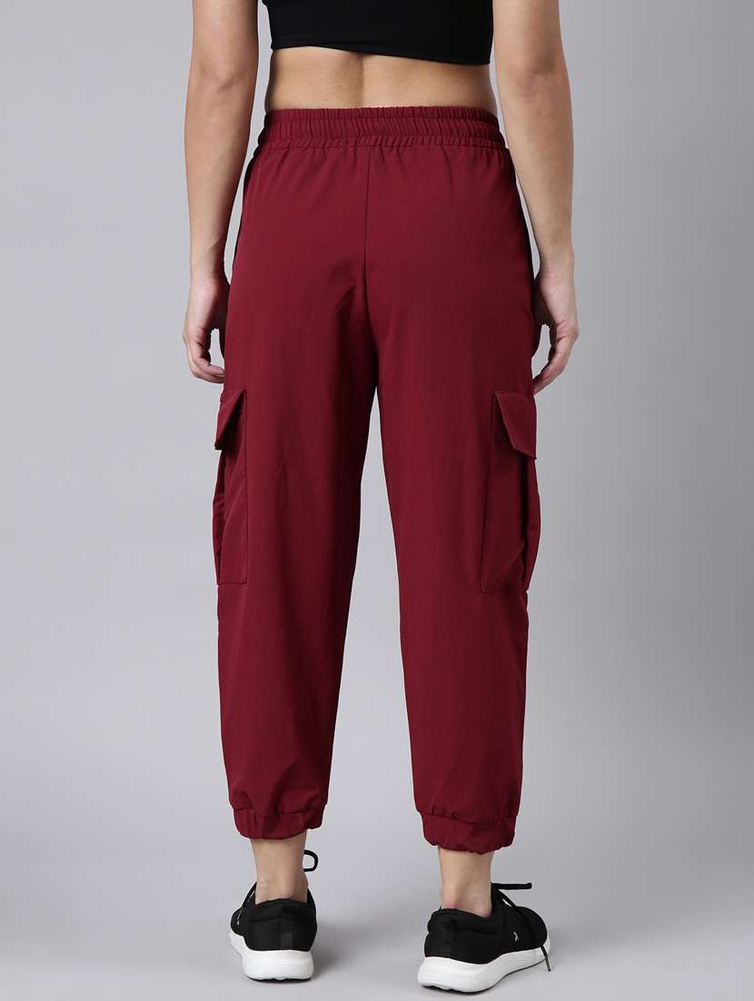 maroon nylon jogger track pant - 20929062 -  Standard Image - 2