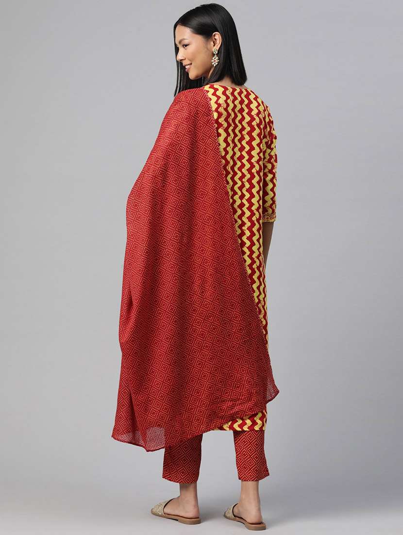women three quarter sleeve kurta pant with dupatta set - 20929079 -  Standard Image - 2