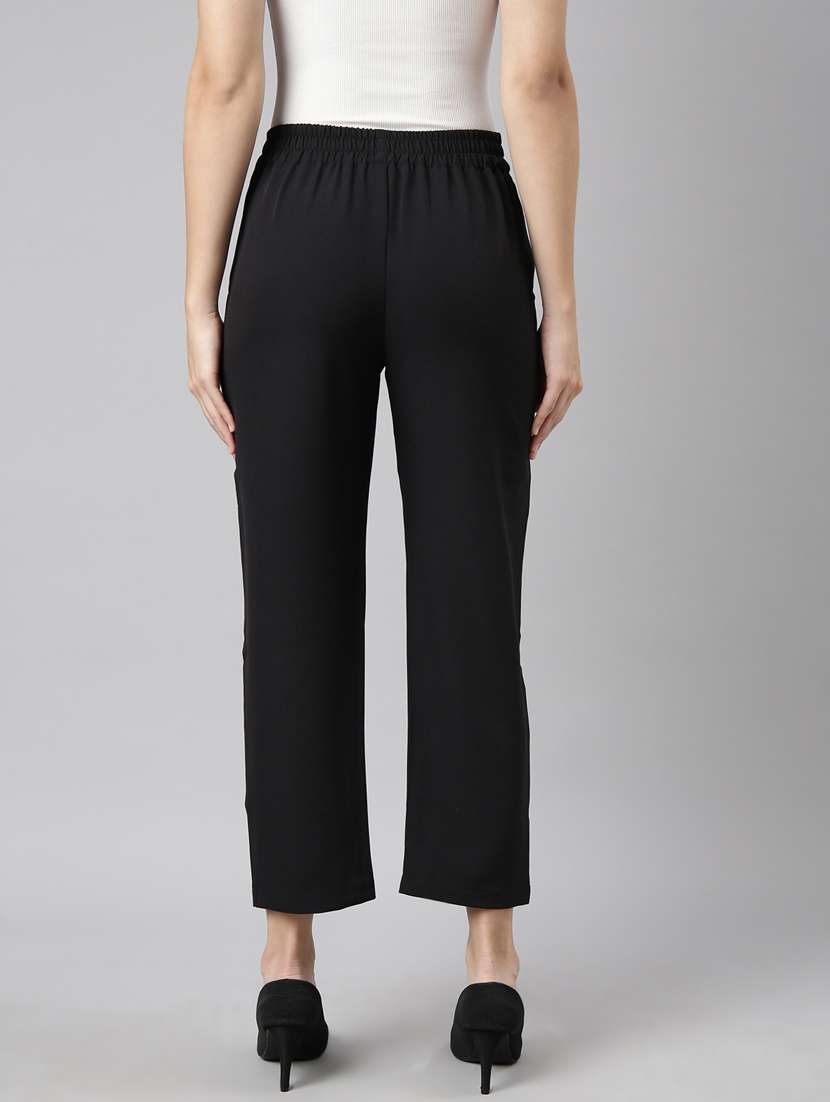 black cotton blend trousers - 20929159 -  Standard Image - 2