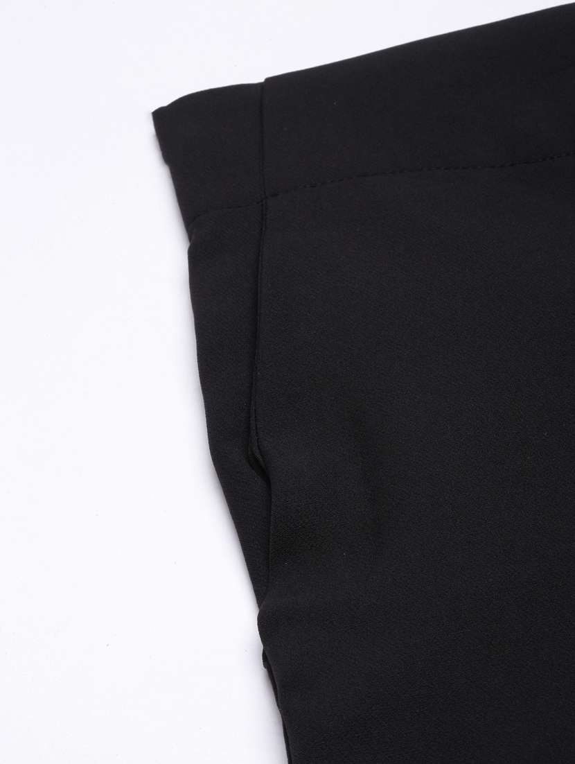 black cotton blend trousers - 20929159 -  Standard Image - 7
