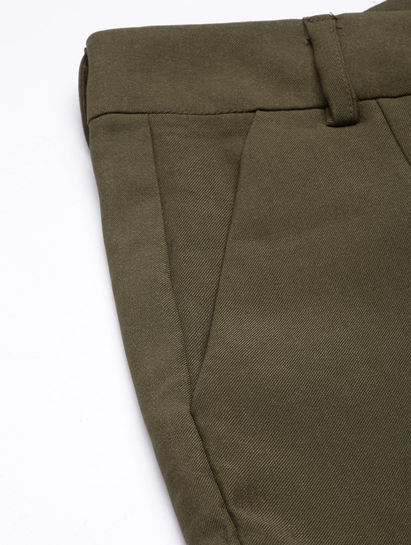 olive cotton blend flat front trousers - 20929160 - Standard Image - 7