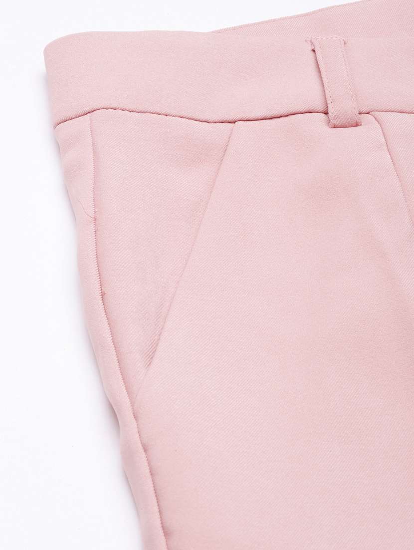 peach cotton blend flat front trousers - 20929162 -  Standard Image - 7