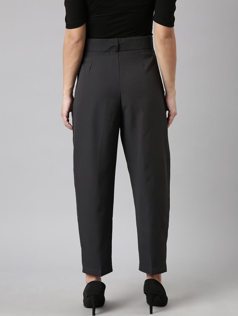 charcoal cotton blend pleated trousers - 20929165 - Standard Image - 2