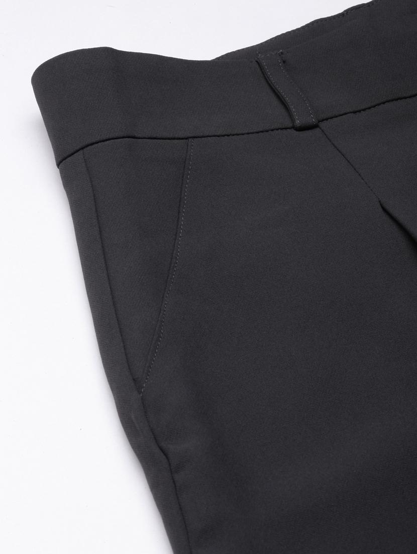 charcoal cotton blend pleated trousers - 20929165 - Standard Image - 7
