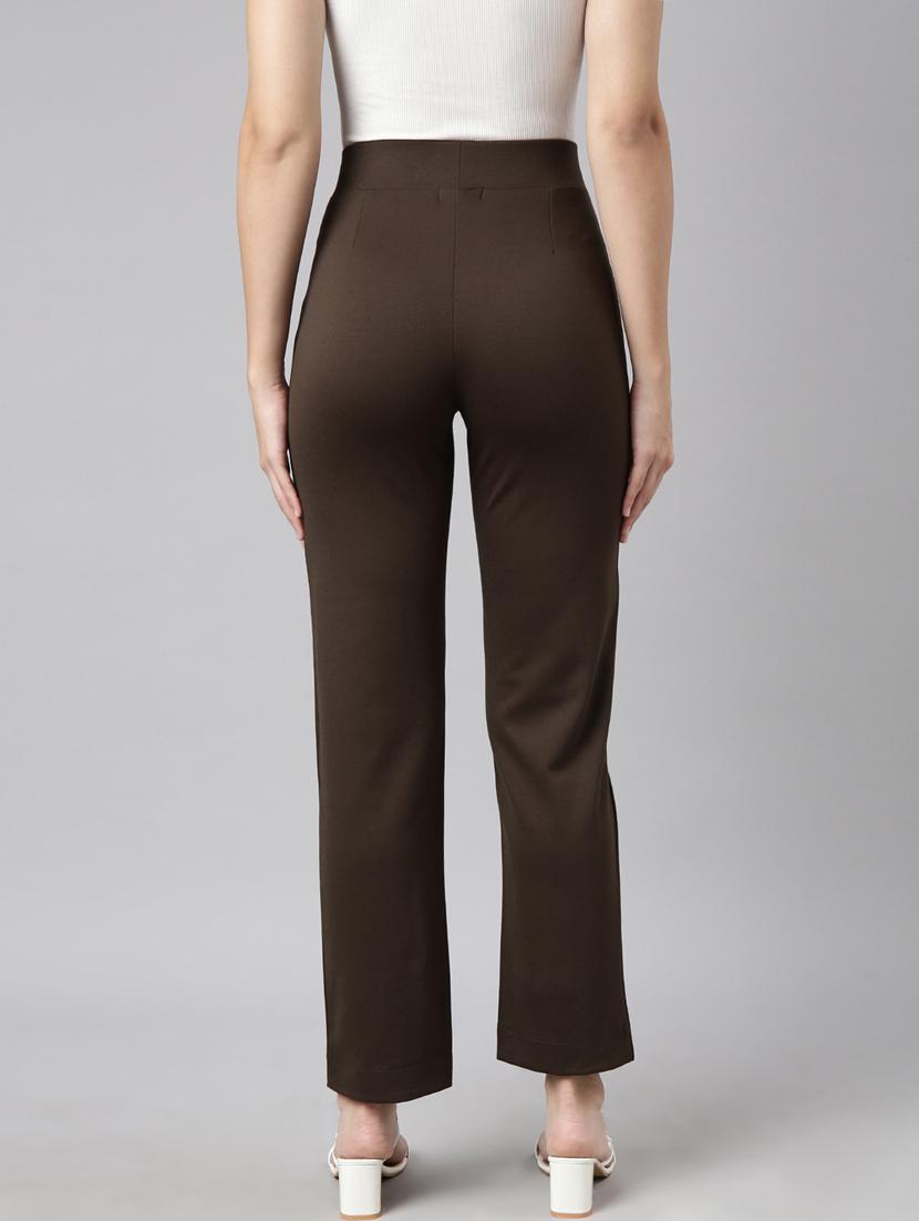 olive cotton blend flat front trousers - 20929167 - Standard Image - 2