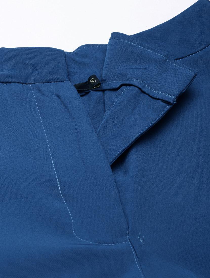 teal cotton blend flat front trousers - 20929169 - Standard Image - 7