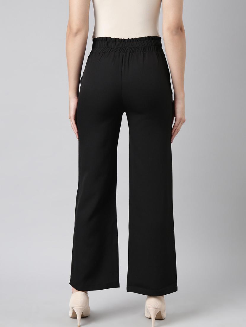 black cotton blend pleated trousers - 20929176 - Standard Image - 2