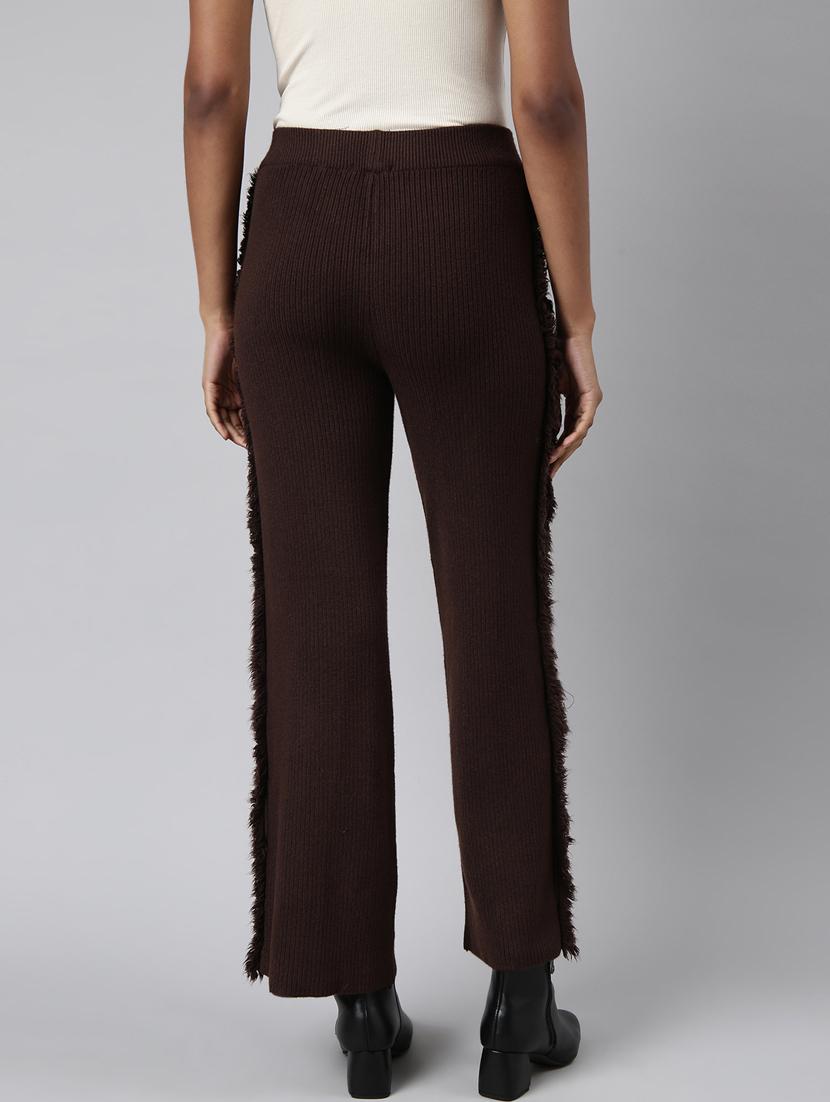 coffee brown acrylic flat front trousers - 20929180 - Standard Image - 2