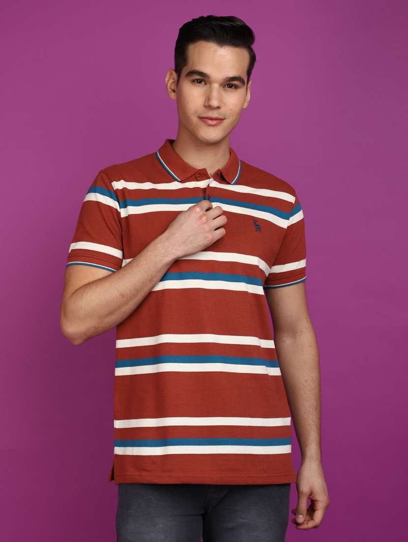 men polo neck striped t-shirt - 20929234 -  Standard Image - 2